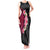 Hawaiian Tropical Plumeria Art Polynesian Tattoo Tank Maxi Dress Black and Bright Pink Color