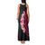 Hawaiian Tropical Plumeria Art Polynesian Tattoo Tank Maxi Dress Black and Bright Pink Color