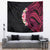 Hawaiian Tropical Plumeria Art Polynesian Tattoo Tapestry Black and Bright Pink Color