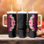 Hawaiian Tropical Plumeria Art Polynesian Tattoo Tumbler With Handle Black and Bright Pink Color