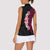 Hawaiian Tropical Plumeria Art Polynesian Tattoo Women Sleeveless Polo Shirt Black and Bright Pink Color