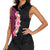 Hawaiian Tropical Plumeria Art Polynesian Tattoo Women Sleeveless Polo Shirt Black and Bright Pink Color