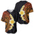 Hawaiian Tropical Plumeria Art Polynesian Tattoo Baseball Jersey Black and Autumn Color Theme