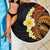 Hawaiian Tropical Plumeria Art Polynesian Tattoo Beach Blanket Black and Autumn Color Theme