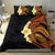 Hawaiian Tropical Plumeria Art Polynesian Tattoo Bedding Set Black and Autumn Color Theme