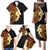 Hawaiian Tropical Plumeria Art Polynesian Tattoo Family Matching Puletasi and Hawaiian Shirt Black and Autumn Color Theme