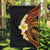 Hawaiian Tropical Plumeria Art Polynesian Tattoo Garden Flag Black and Autumn Color Theme