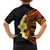 Hawaiian Tropical Plumeria Art Polynesian Tattoo Kid Hawaiian Shirt Black and Autumn Color Theme