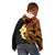 Hawaiian Tropical Plumeria Art Polynesian Tattoo Kid Hoodie Black and Autumn Color Theme