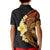 Hawaiian Tropical Plumeria Art Polynesian Tattoo Kid Polo Shirt Black and Autumn Color Theme