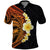 Hawaiian Tropical Plumeria Art Polynesian Tattoo Polo Shirt Black and Autumn Color Theme