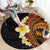 Hawaiian Tropical Plumeria Art Polynesian Tattoo Round Carpet Black and Autumn Color Theme