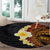 Hawaiian Tropical Plumeria Art Polynesian Tattoo Round Carpet Black and Autumn Color Theme