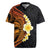 Hawaiian Tropical Plumeria Art Polynesian Tattoo Rugby Jersey Black and Autumn Color Theme