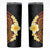 Hawaiian Tropical Plumeria Art Polynesian Tattoo Skinny Tumbler Black and Autumn Color Theme