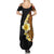 Hawaiian Tropical Plumeria Art Polynesian Tattoo Summer Maxi Dress Black and Autumn Color Theme