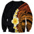 Hawaiian Tropical Plumeria Art Polynesian Tattoo Sweatshirt Black and Autumn Color Theme