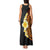 Hawaiian Tropical Plumeria Art Polynesian Tattoo Tank Maxi Dress Black and Autumn Color Theme