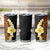 Hawaiian Tropical Plumeria Art Polynesian Tattoo Tumbler Cup Black and Autumn Color Theme