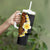 Hawaiian Tropical Plumeria Art Polynesian Tattoo Tumbler With Handle Black and Autumn Color Theme