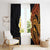 Hawaiian Tropical Plumeria Art Polynesian Tattoo Window Curtain Black and Autumn Color Theme