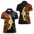 Hawaiian Tropical Plumeria Art Polynesian Tattoo Women Polo Shirt Black and Autumn Color Theme