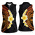 Hawaiian Tropical Plumeria Art Polynesian Tattoo Women Sleeveless Polo Shirt Black and Autumn Color Theme