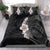 Hawaiian Tropical Plumeria Art Polynesian Tattoo Bedding Set Grayscale Color