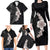 Hawaiian Tropical Plumeria Art Polynesian Tattoo Family Matching Long Sleeve Bodycon Dress and Hawaiian Shirt Grayscale Color