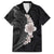 Hawaiian Tropical Plumeria Art Polynesian Tattoo Family Matching Off Shoulder Maxi Dress and Hawaiian Shirt Grayscale Color