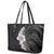 Hawaiian Tropical Plumeria Art Polynesian Tattoo Leather Tote Bag Grayscale Color