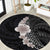 Hawaiian Tropical Plumeria Art Polynesian Tattoo Round Carpet Grayscale Color