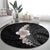 Hawaiian Tropical Plumeria Art Polynesian Tattoo Round Carpet Grayscale Color