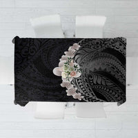 Hawaiian Tropical Plumeria Art Polynesian Tattoo Tablecloth Grayscale Color LT03 Black - Polynesian Pride