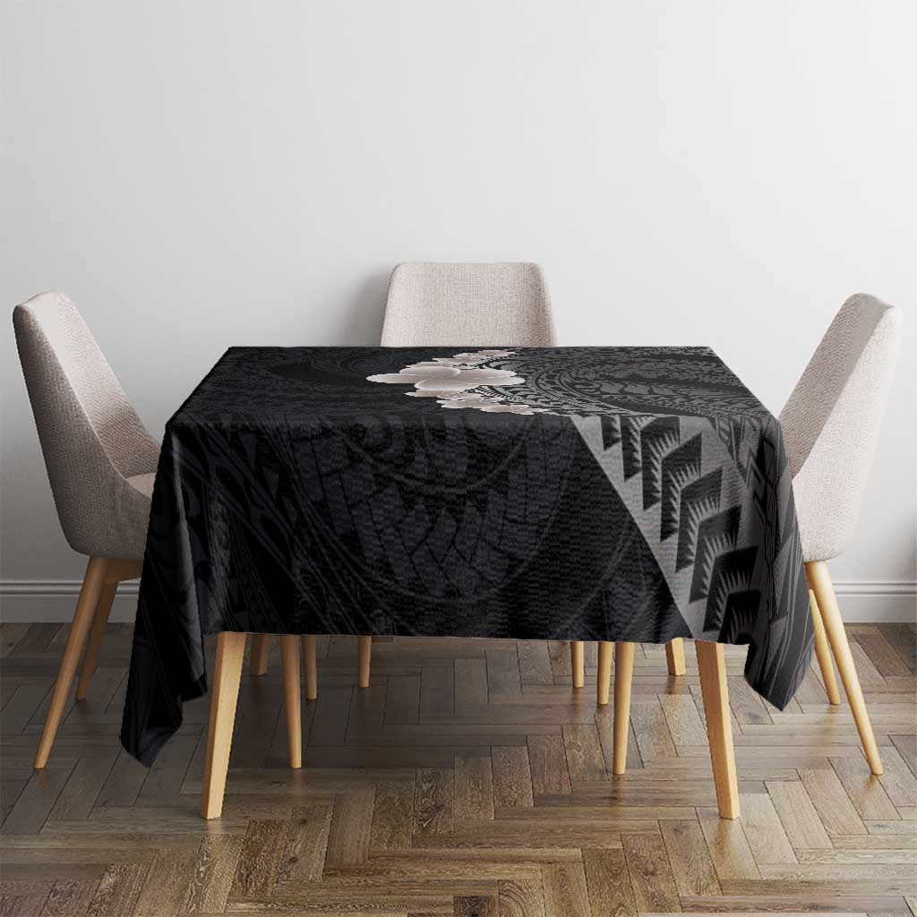 Hawaiian Tropical Plumeria Art Polynesian Tattoo Tablecloth Grayscale Color LT03 - Polynesian Pride
