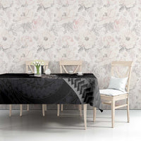 Hawaiian Tropical Plumeria Art Polynesian Tattoo Tablecloth Grayscale Color LT03 - Polynesian Pride