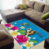 Hawaiian Tropical Flower and Honu Under Blue Water Area Rug LT03 - Polynesian Pride