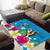 Hawaiian Tropical Flower and Honu Under Blue Water Area Rug