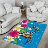 Hawaiian Tropical Flower and Honu Under Blue Water Area Rug LT03 - Polynesian Pride