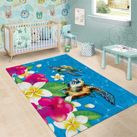 Hawaiian Tropical Flower and Honu Under Blue Water Area Rug LT03 - Polynesian Pride