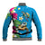 Hawaiian Tropical Flower and Honu Under Blue Water Baseball Jacket