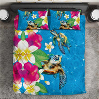 Hawaiian Tropical Flower and Honu Under Blue Water Bedding Set LT03 Blue - Polynesian Pride