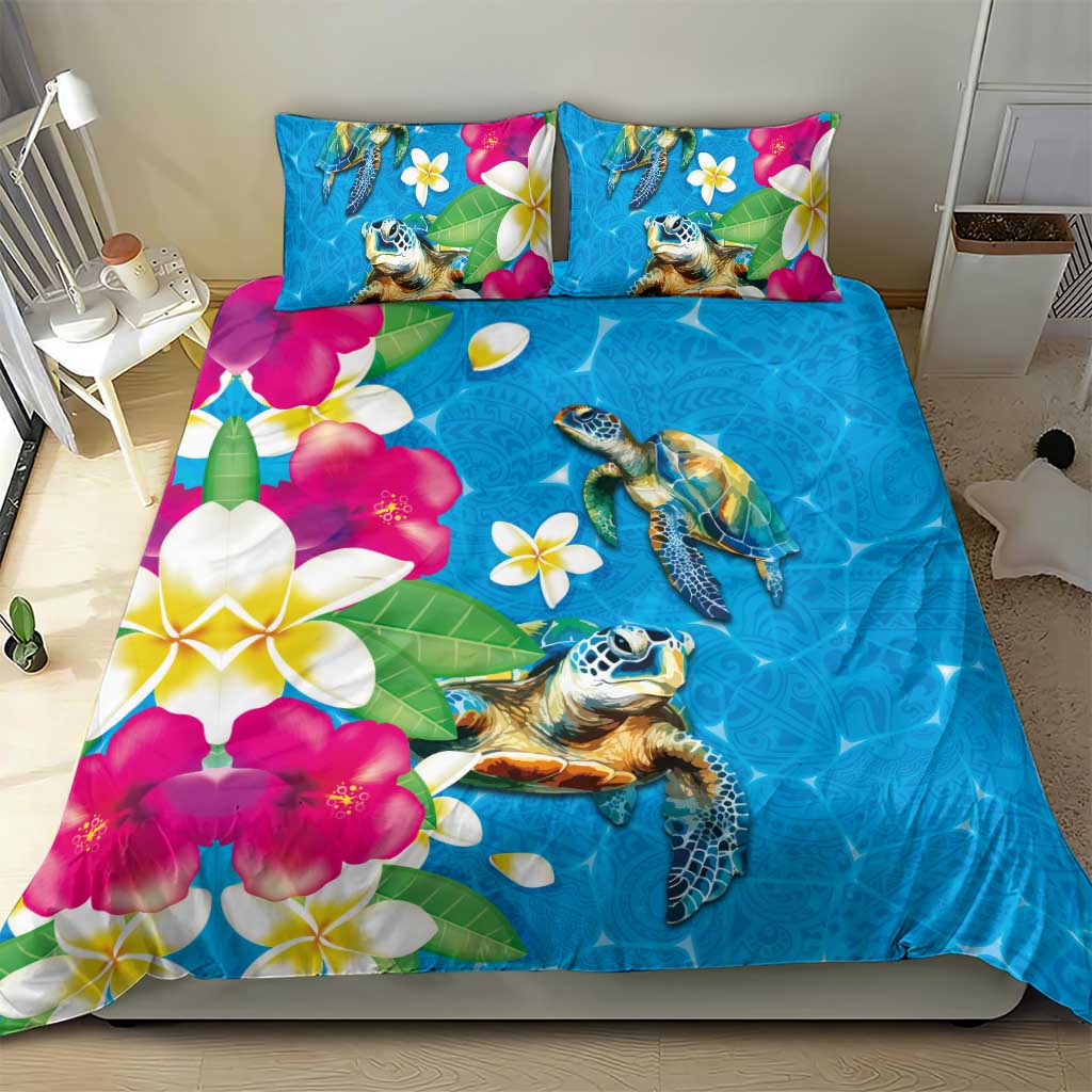 Hawaiian Tropical Flower and Honu Under Blue Water Bedding Set LT03 - Polynesian Pride