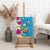 Hawaiian Tropical Flower and Honu Under Blue Water Canvas Wall Art