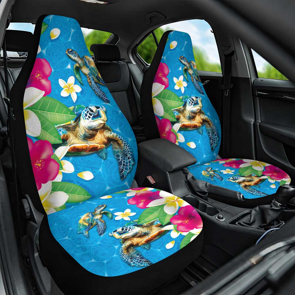 Hawaiian Tropical Flower and Honu Under Blue Water Car Seat Cover LT03 One Size Blue - Polynesian Pride