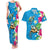 Hawaiian Tropical Flower and Honu Under Blue Water Couples Matching Tank Maxi Dress and Hawaiian Shirt