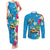 Hawaiian Tropical Flower and Honu Under Blue Water Couples Matching Tank Maxi Dress and Long Sleeve Button Shirt