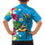 Hawaiian Tropical Flower and Honu Under Blue Water Family Matching Long Sleeve Bodycon Dress and Hawaiian Shirt