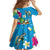 Hawaiian Tropical Flower and Honu Under Blue Water Family Matching Long Sleeve Bodycon Dress and Hawaiian Shirt