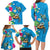 Hawaiian Tropical Flower and Honu Under Blue Water Family Matching Long Sleeve Bodycon Dress and Hawaiian Shirt